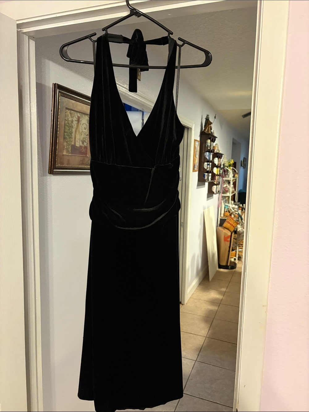 Classic Black Backless Velvet Evening Dress